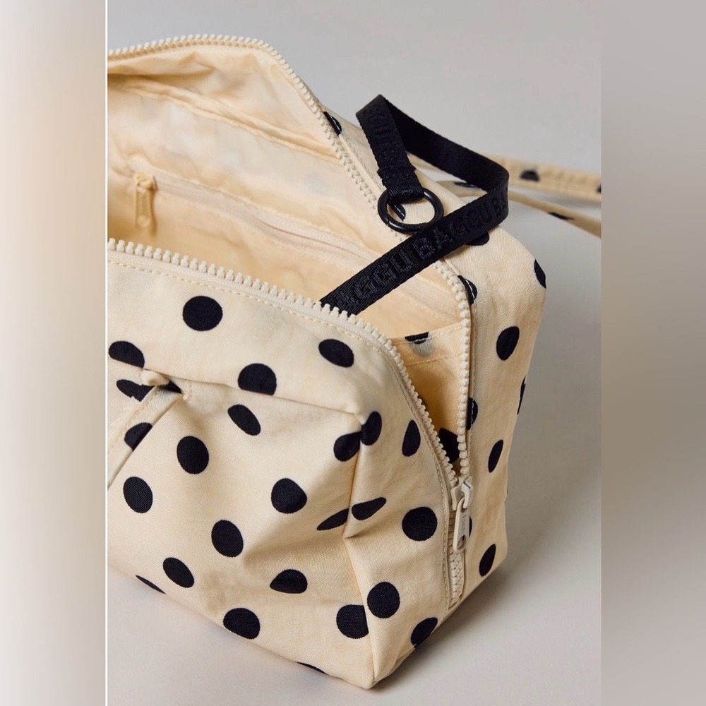 BAGGU Cream and Black Polka Dot Nylon Bowler Bag NEW NWT LAST ONE - Picture 4 of 5
